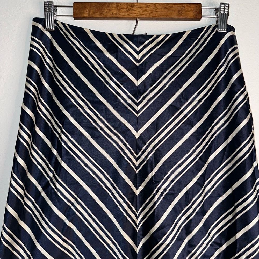 Vintage Pendleton 100% Silk Chevron Midi Skirt Women’s 12 Timeless Preppy - Picture 2 of 13